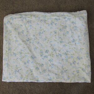 Shabby Chic Ella White Blue Green Rose Floral Flat Sheet Queen 88" x 102" Cotton